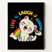 Live-Laugh Lesbische Flagge Regenbogen Katze Pride Notizblock (Rückseite)