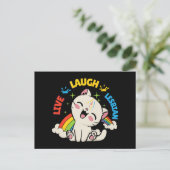 Live-Laugh Lesbische Flagge Regenbogen Katze Pride Postkarte (Stehend Vorderseite)