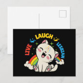 Live-Laugh Lesbische Flagge Regenbogen Katze Pride Postkarte (Vorne/Hinten)