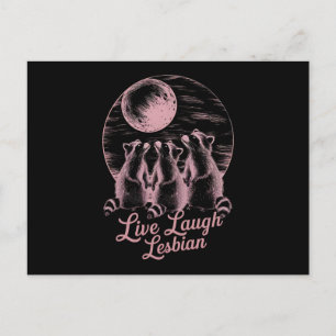 Live Laugh Lesbische Waschbär Lesbische LGBTQ Stol Postkarte