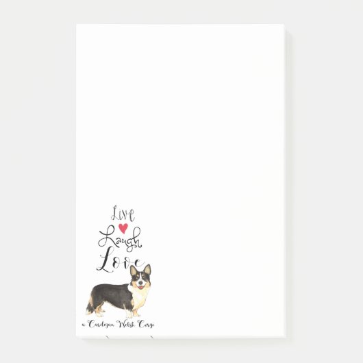 Live Laugh Liebe a Cardigan Welsh Corgi Post-it Klebezettel (Vorderseite)