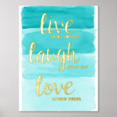 Live-Laugh-Liebe | Blue Ombre Motivierend Foliendrucke (Vorderseite)