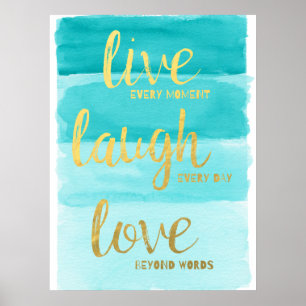 Live-Laugh-Liebe Blue Ombre Motivierend Poster