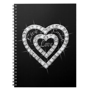 Live-Laugh-Liebe Diamond Heart Spiral Notebook Notizblock
