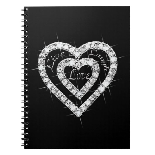 Live-Laugh-Liebe Diamond Heart Spiral Notebook Notizblock (Vorderseite)