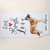 Live Laugh Liebe ein belgisches Malinois Beach Han Strandtuch (Vorderseite)