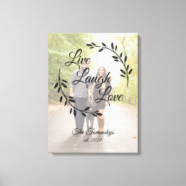 Live-Laugh-Liebe Foto und Familienname Leinwanddruck