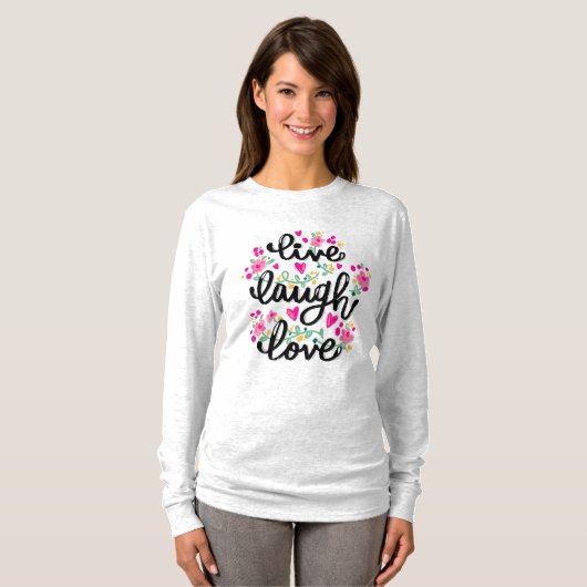 "Live, Laugh, Liebe" Grafisches T-Shirt für Erwach (Vorne ganz)