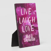 Live Laugh Liebe Hochzeit Lila Peony Floral Fotoplatte (Seite)