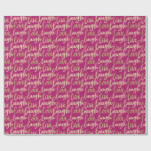 Live-Laugh Liebe Imitate Gold Lettern Magenta Geschenkpapier (Flach)
