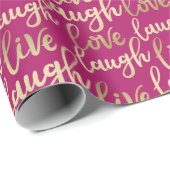 Live-Laugh Liebe Imitate Gold Lettern Magenta Geschenkpapier (Rolleneckpunkt)