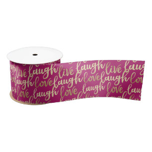 Live-Laugh Liebe Imitate Gold Lettern Magenta Satinband