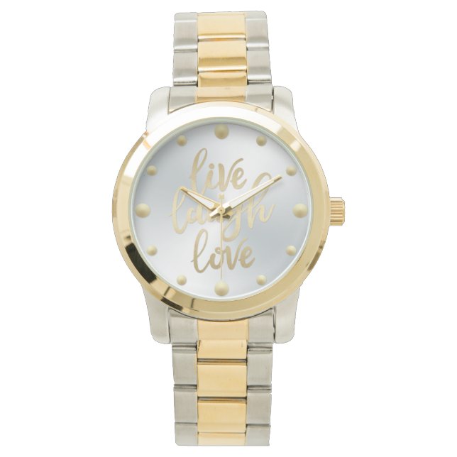 Live-Laugh Liebe Imitate Gold Letters Armbanduhr (Vorderseite)