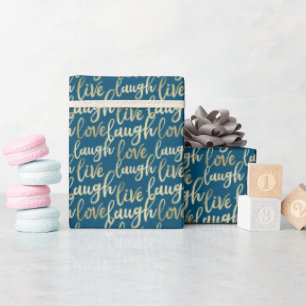 Live-Laugh Liebe Imitate Gold Letters Ocean Blue Geschenkpapier