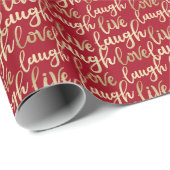 Live-Laugh Liebe Imitate Gold Letters Red Geschenkpapier (Rolleneckpunkt)
