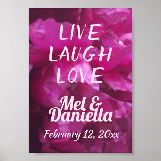 Live Laugh Liebe Lila Peony Wedding Poster (Vorne)