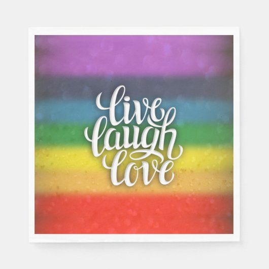 Live Laugh Liebe Rainbow Napkins Serviette (Vorderseite)