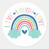 LIVE LAUGH LIEBE Rainbow Runder Aufkleber (Vorderseite)