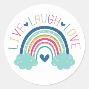 LIVE LAUGH LIEBE Rainbow Runder Aufkleber