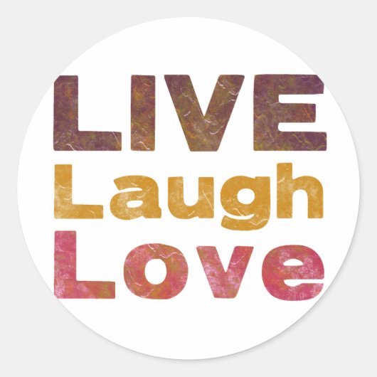 Live-Laugh-Liebe Runder Aufkleber (Vorderseite)