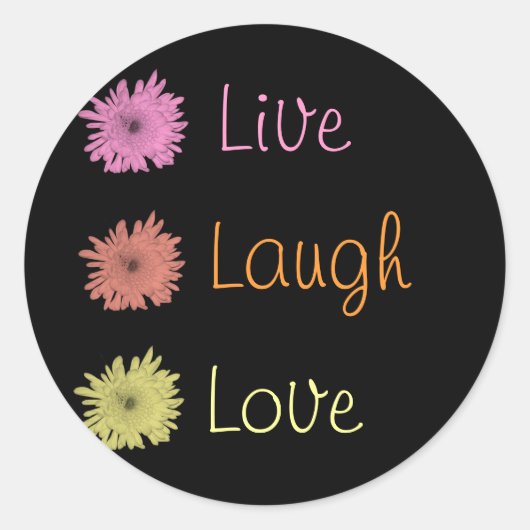 Live-Laugh-Liebe Runder Aufkleber (Vorderseite)