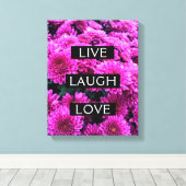 Live-Laugh-Liebe Schöne, blumengeschmückte Canvas Leinwanddruck (Insitu (Holzboden))