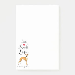 Live-Laugh-Liebe und italienische Greyhound-Post-i Post-it Klebezettel
