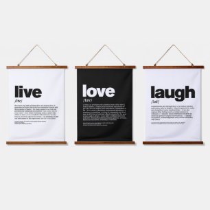 Live-Laugh-Liebe Wandteppich Mit Holzrahmen
