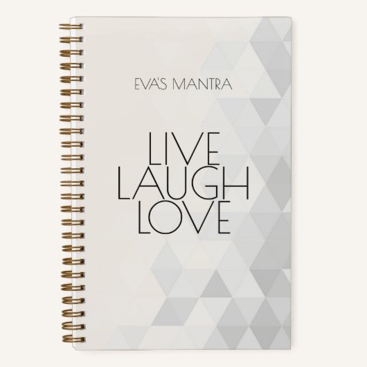 LIVE LAUGH LIEBE Zitat Grau Tan Custom Modern Notizblock (Vorderseite)