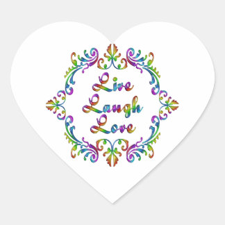 Live Laugh Love Colorful Design Herz-Aufkleber