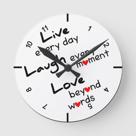 Live, Laugh, Love Design Wall clock Runde Wanduhr (Vorderseite)