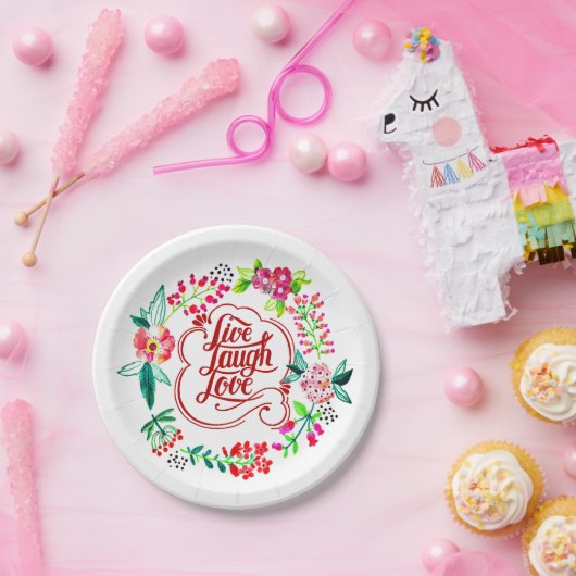 Live laugh love floral pappteller (Party)