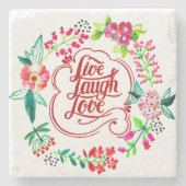 Live laugh love floral steinuntersetzer (Vorderseite)