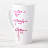 Live, Laugh, Love, Pink Ombre Boho Latte Mug Milchtasse (Linke Ecke)