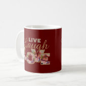 Live, Laugh, Love Rustic Floral on Burgundy Kaffeetasse (Vorderseite Links)