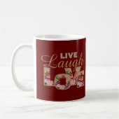 Live, Laugh, Love Rustic Floral on Burgundy Kaffeetasse (Links)