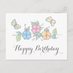 Live Laugh   Schmetterling Floral Wasserfarbe Postkarte