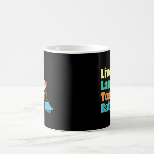Live-Laugh Toaster Bath Sprichwort Motivierend Kaffeetasse (Mittel)