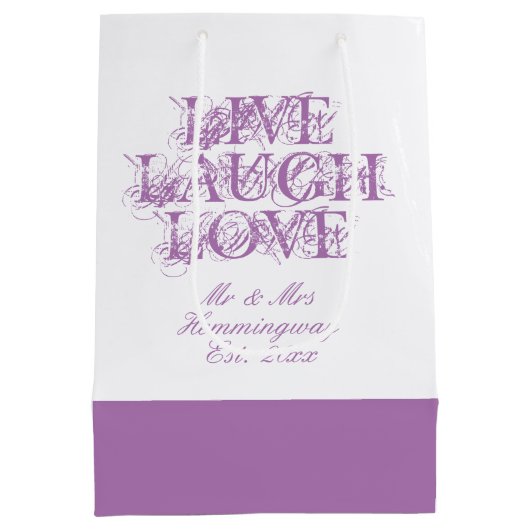 Live-Lavendel Liebe Hochzeitsgäste Geschenktasche Mittlere Geschenktüte (Rückseite)