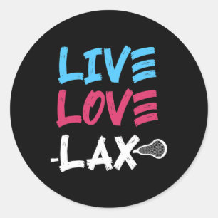 Live Lax Liebe Lacrosse Player Coach Goalie Stick  Runder Aufkleber
