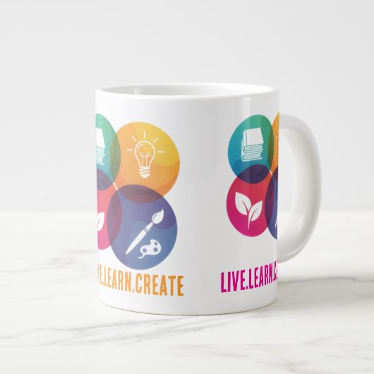 Live.Learn.Create Jumbo-Kaffee-Tasse Jumbo-Tasse (Vorderseite Rechts)
