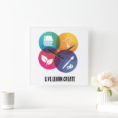 Live.Learn.Create Quadratische Wanduhr (Zuhause)