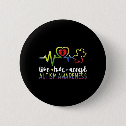 Live-Liebe Akzeptieren Autismus-Bewusstsein Button (Vorderseite)