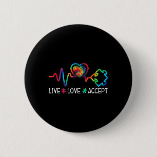 Live-Liebe Akzeptieren Autismus Bewusstsein Herzsc Button