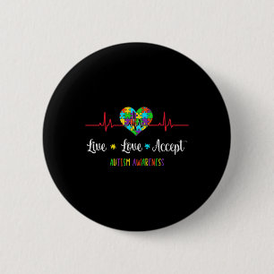 Live-Liebe Akzeptieren Autismus Bewusstsein Herzsc Button