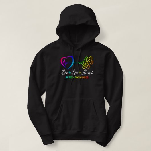 Live-Liebe Akzeptieren Autismus-Bewusstsein Hoodie (Design vorne)