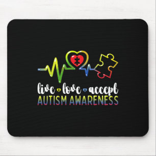Live-Liebe Akzeptieren Autismus-Bewusstsein Mousepad
