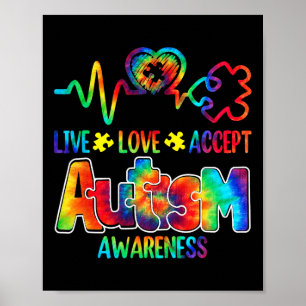 Live-Liebe Akzeptieren Autismus-Bewusstseinsunters Poster