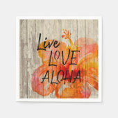Live-Liebe Aloha Hibiskus Beach Zeichen Serviette (Vorderseite)