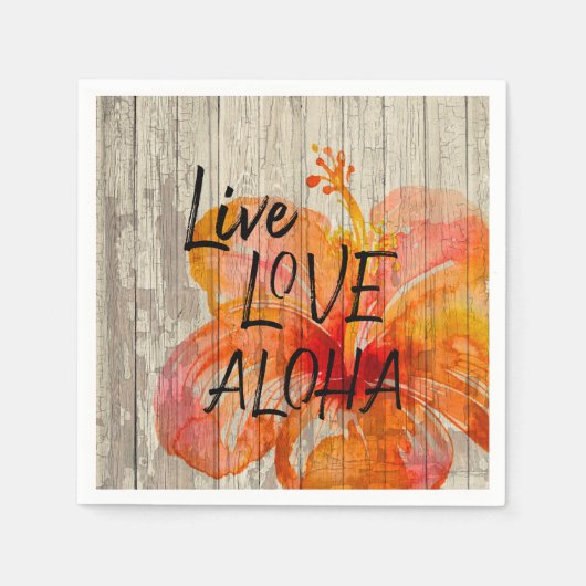 Live-Liebe Aloha Hibiskus Beach Zeichen Serviette (Vorderseite)